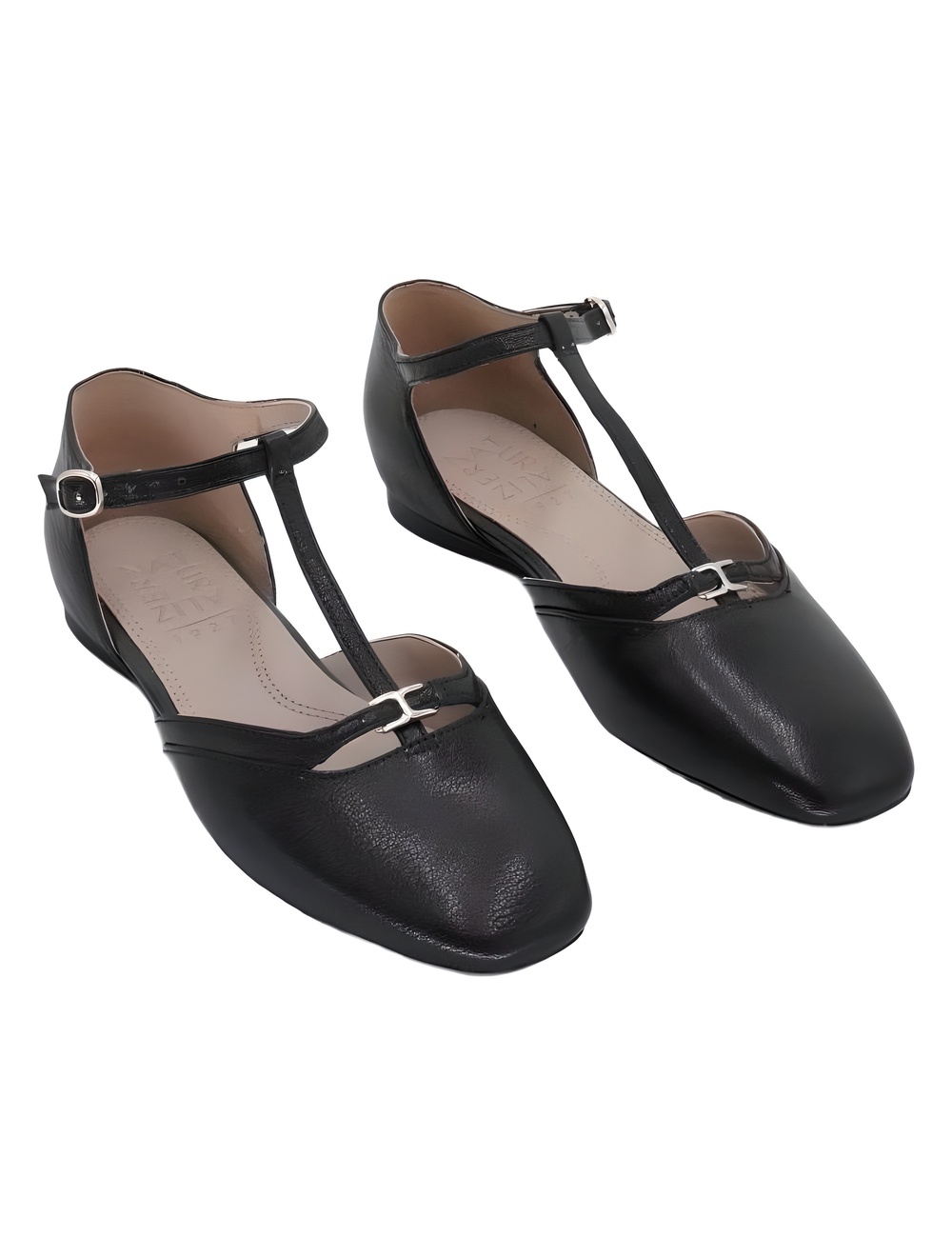 Naturalizer Connie Black Leather T-Strap Flats Mary Jane Size 5M